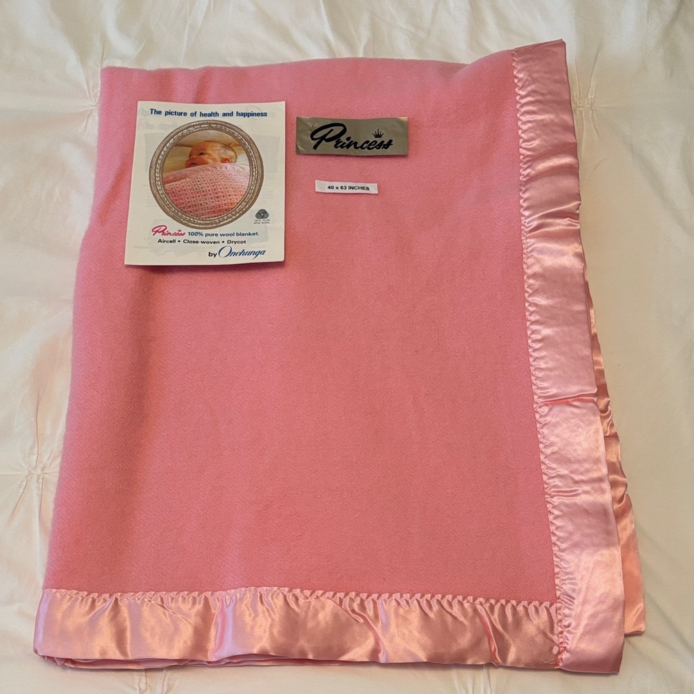 Pink Baby Blanket with Satin Trim
